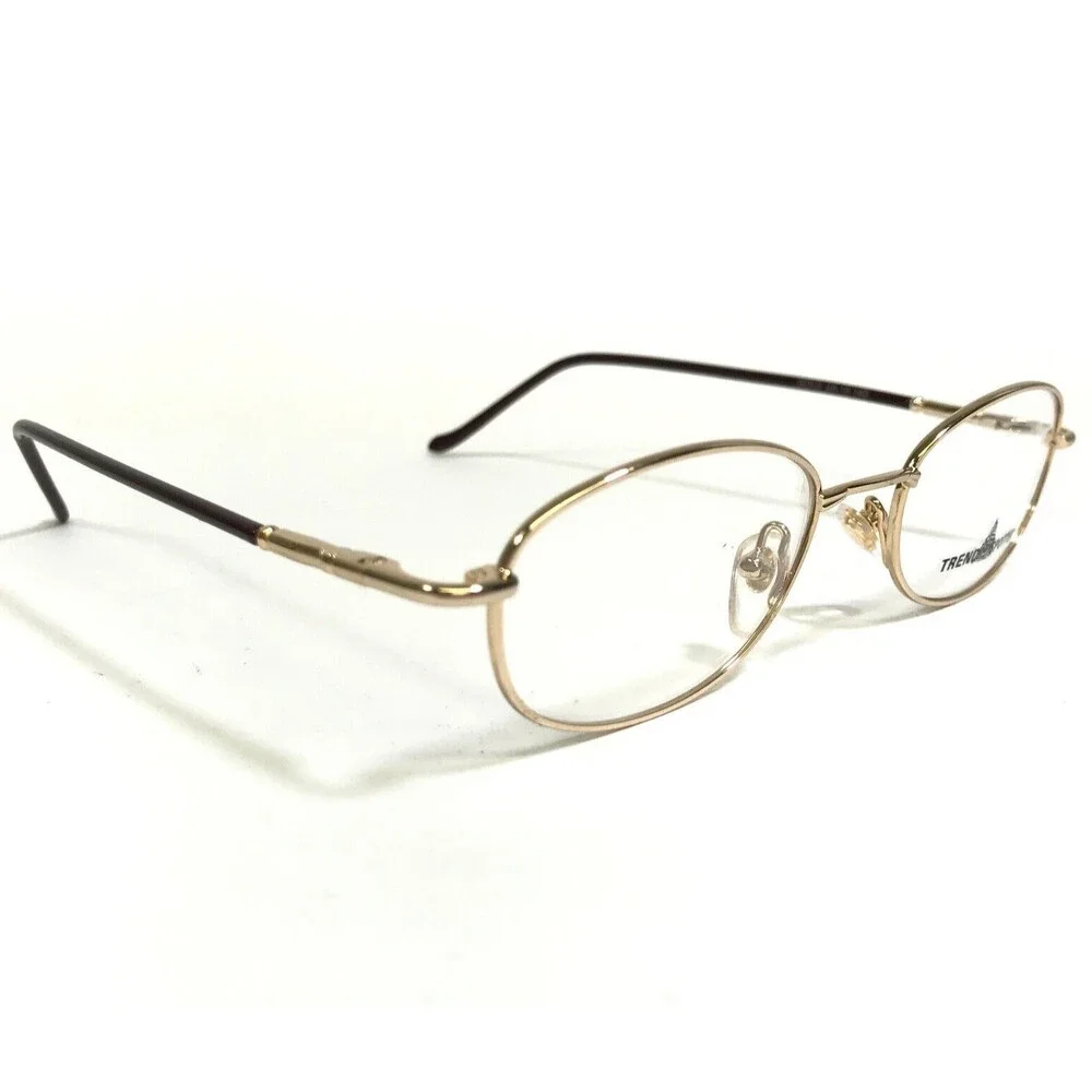 Trend Spotter Eyeglasses Frames 39 GOLD Brown Round Wire Rim 48-18-140